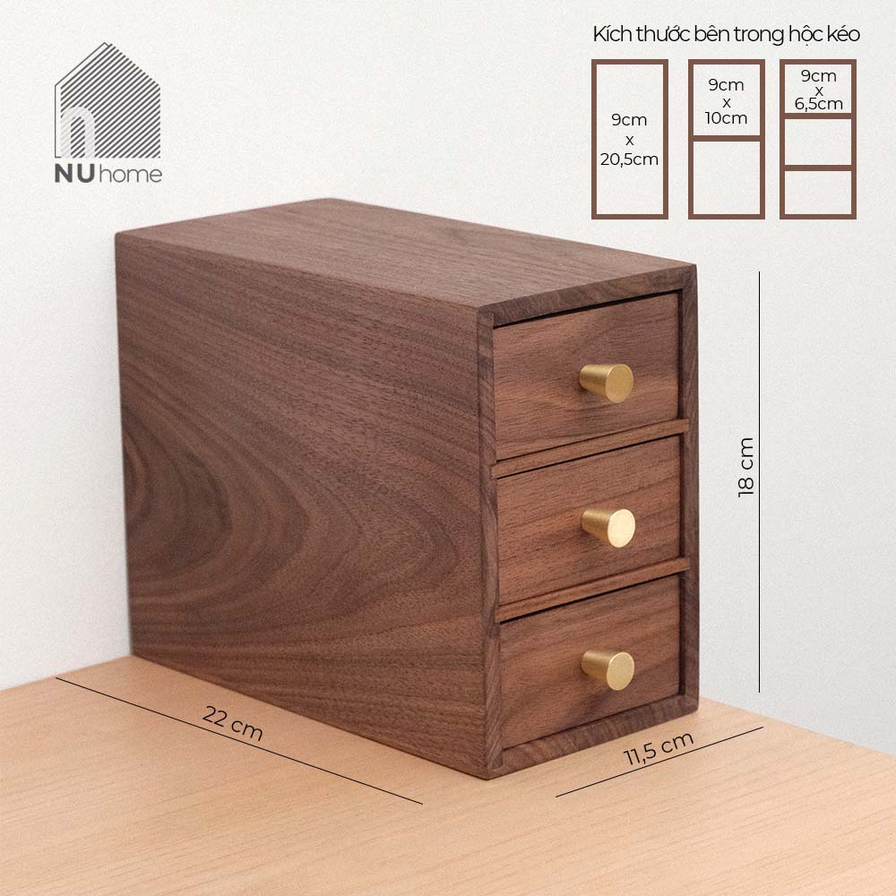 Tủ gỗ mini để bàn - Kyba - Màu nâu