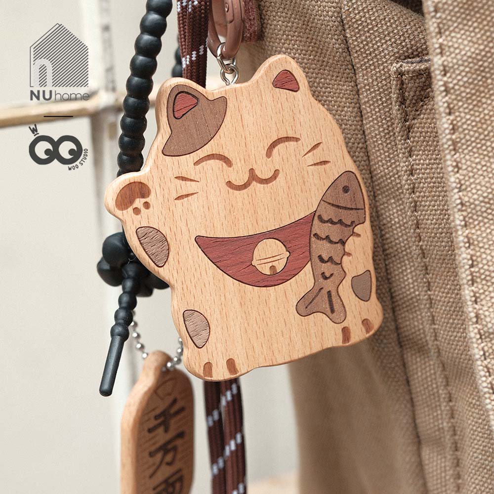 Móc khóa gỗ hình mèo thần tài - Komi - Ảnh 10