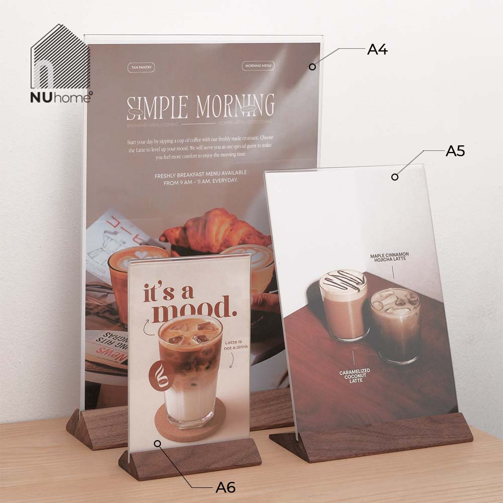 Menu mica đế gỗ - Tent card mẫu 4 - Ảnh 2