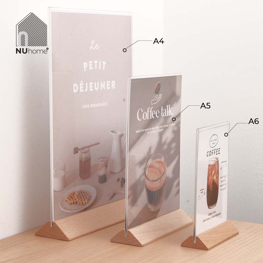 Menu mica đế gỗ - Tent card mẫu 4 - Ảnh 3