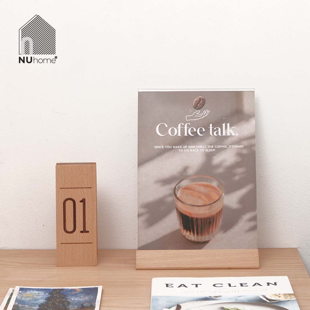 Menu mica đế gỗ - Tent card mẫu 4 - Ảnh 13