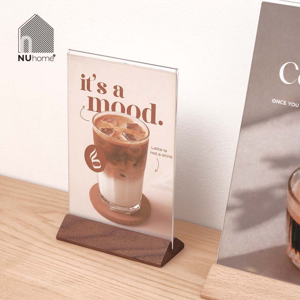 Menu mica đế gỗ - Tent card mẫu 4 - Ảnh 12