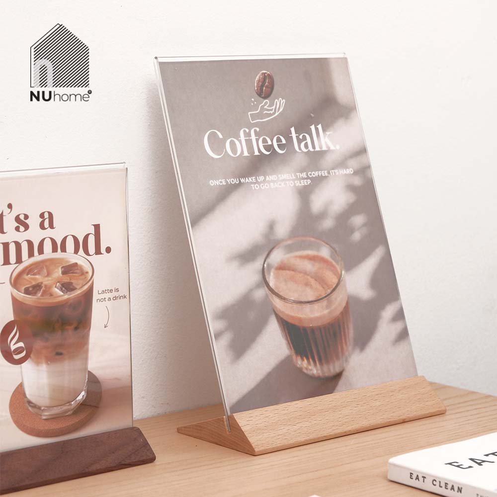 Menu mica đế gỗ - Tent card mẫu 4 - Ảnh 11
