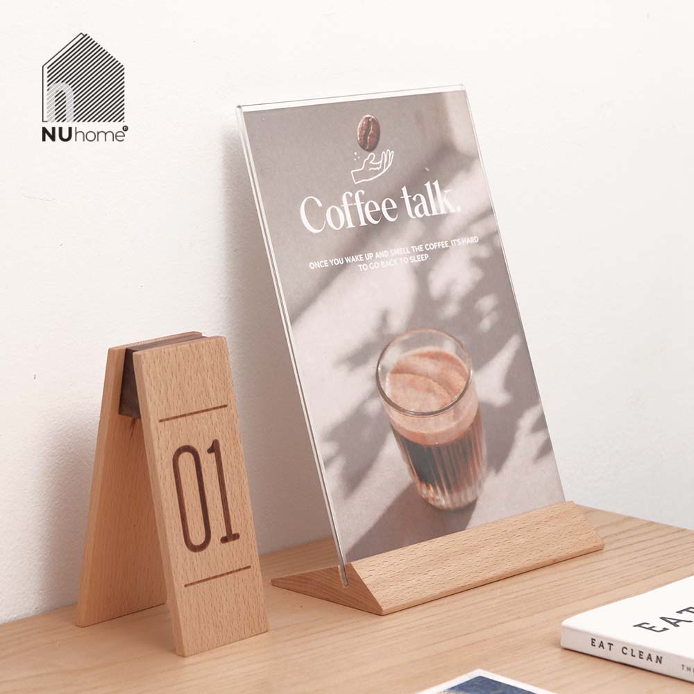 Menu mica đế gỗ - Tent card mẫu 4 - Ảnh 17