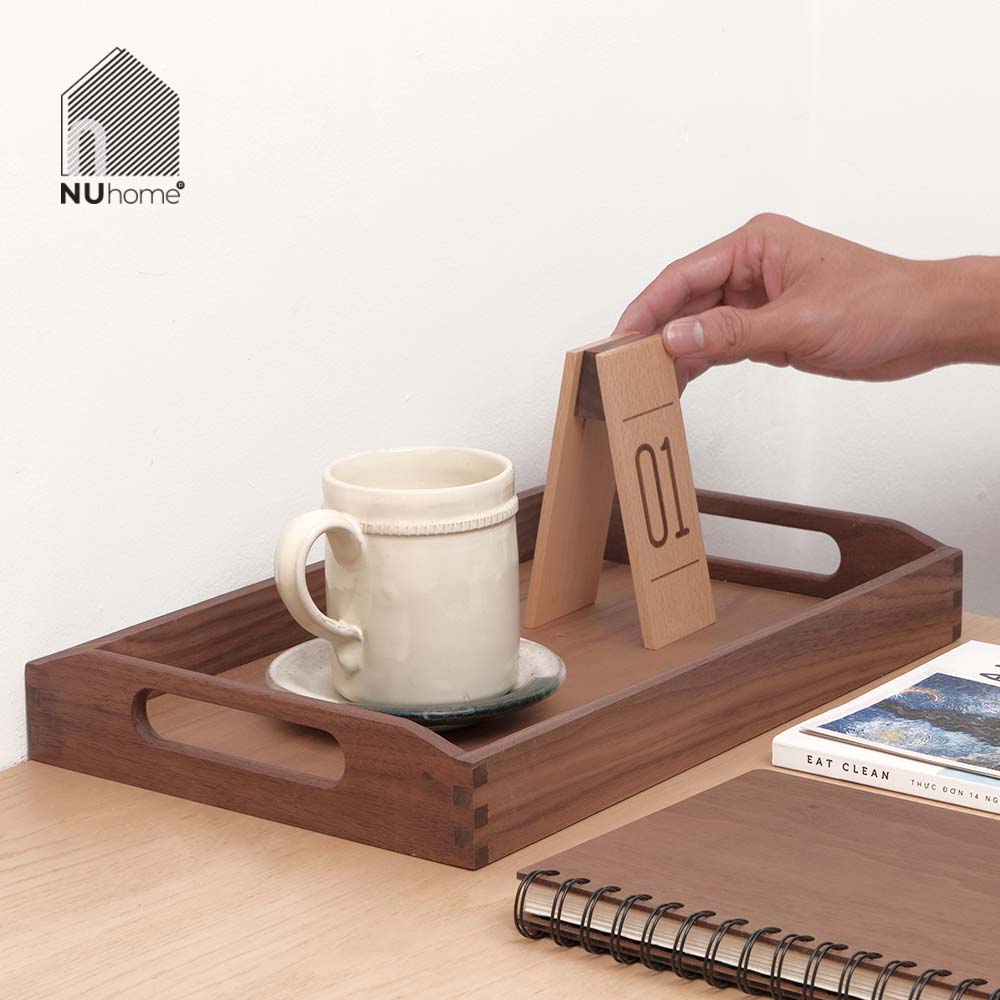 Khay gỗ chữ nhật có quai cầm - Tori - Ảnh 2