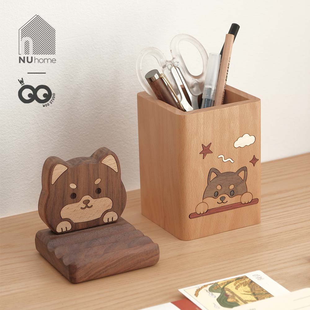 Hộp đựng bút gỗ - Hình chó mèo - Ảnh 9