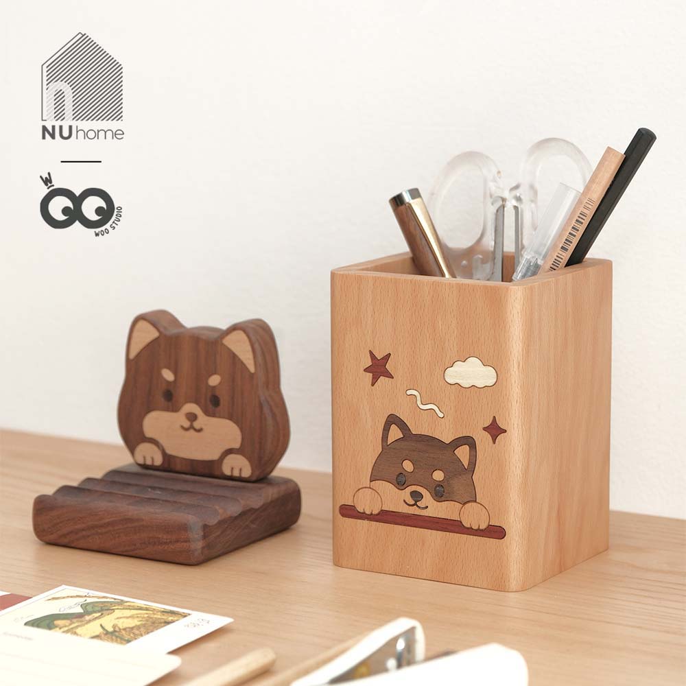 Hộp đựng bút gỗ - Hình chó mèo - Ảnh 5
