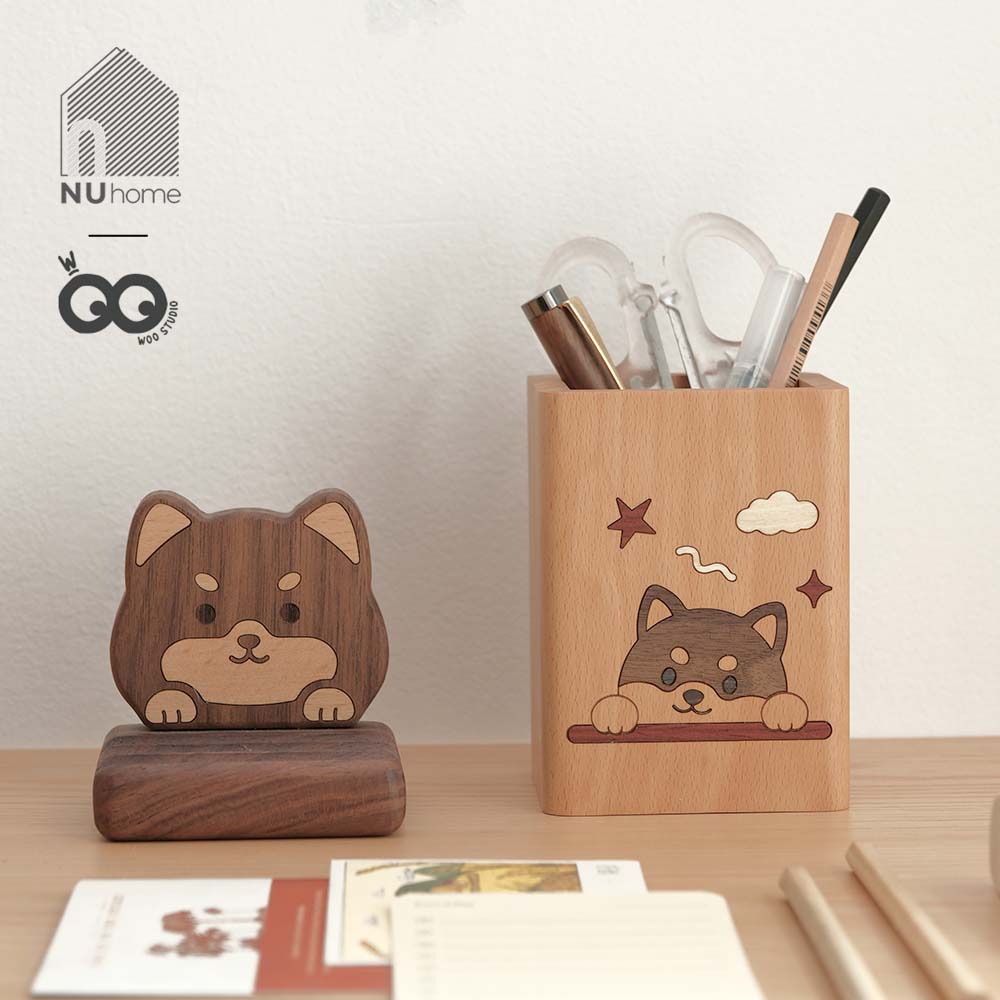 Hộp đựng bút gỗ - Hình chó mèo - Ảnh 7