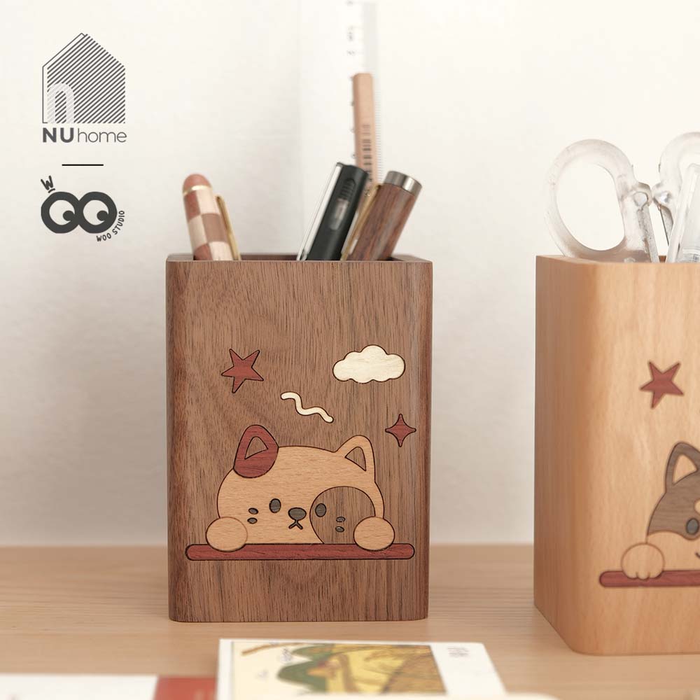 Hộp đựng bút gỗ - Hình chó mèo - Ảnh 10