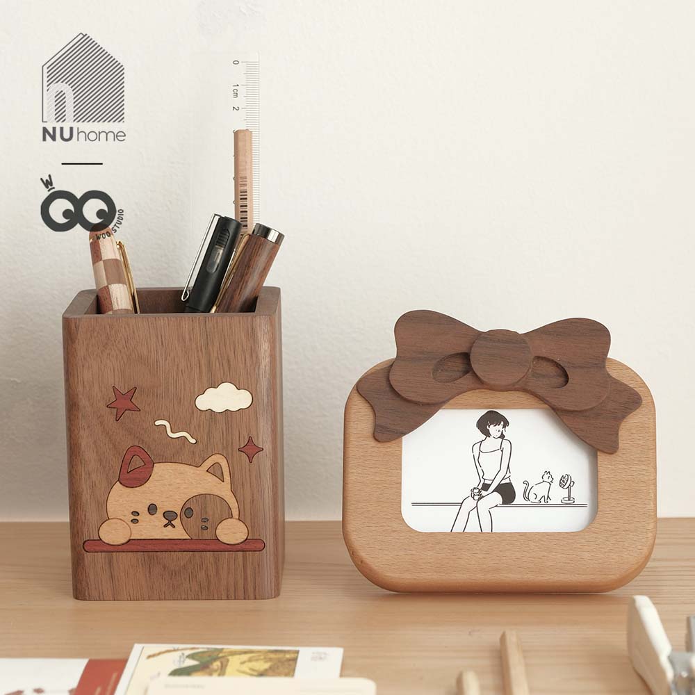 Hộp đựng bút gỗ - Hình chó mèo - Ảnh 8