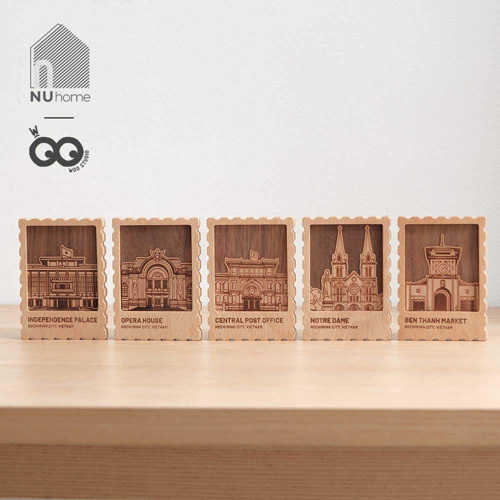 Nam châm gỗ Haku - Magnet hình Tem chủ đề địa danh Việt Nam